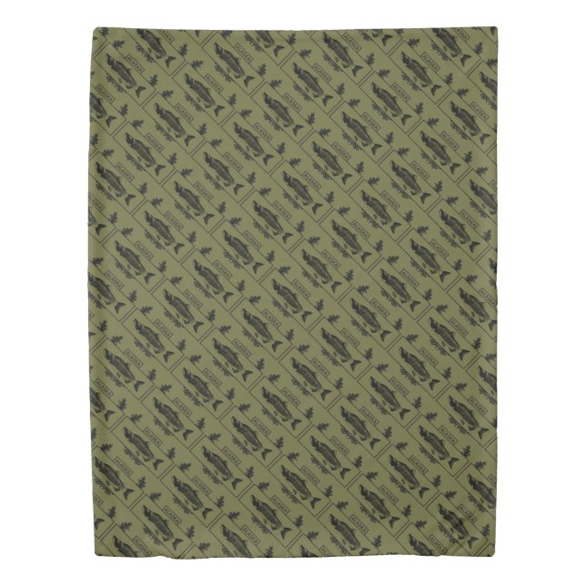 Subdued Alaska Combat Fisherman Badge Duvet Cover (Front)