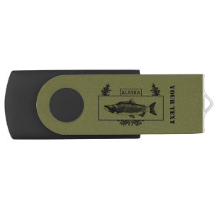 Subdued Alaska Combat Fisherman Badge Flash Drive