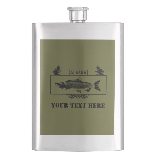 Subdued Alaska Combat Fisherman Badge Hip Flask (Front)