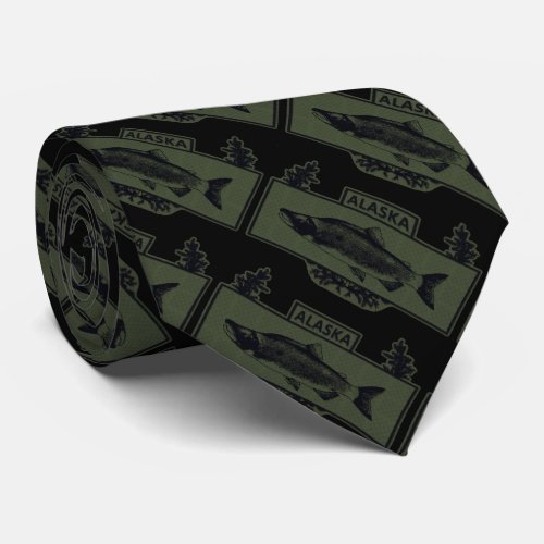 Subdued Alaska Combat Fisherman Badge Neck Tie