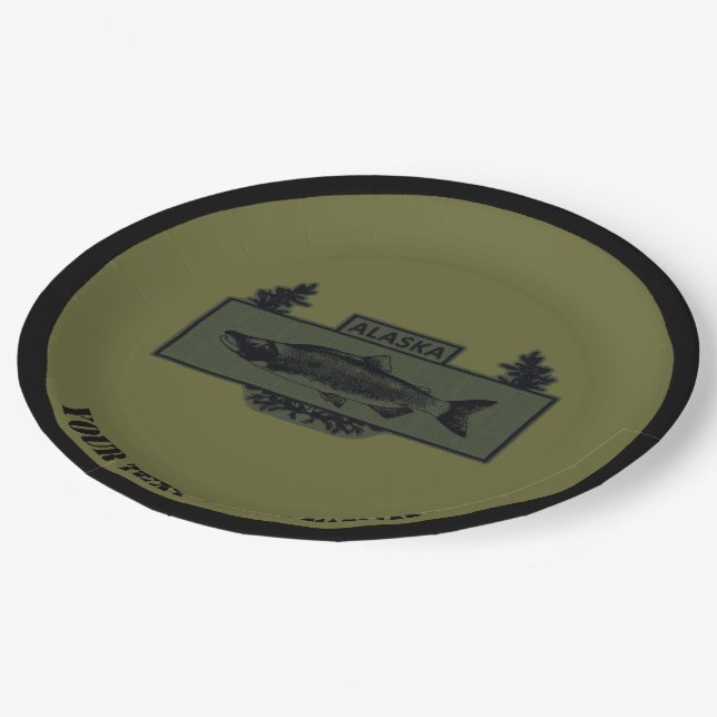 Subdued Alaska Combat Fisherman Badge Paper Plates (Angled)