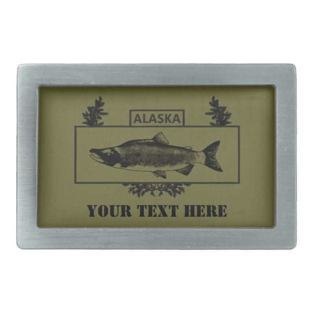 Subdued Alaska Combat Fisherman Badge Rectangular Belt Buckle (Front)