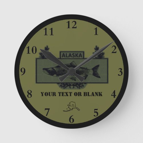 Subdued Alaska Combat Fisherman Badge Round Clock