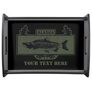 Subdued Alaska Combat Fisherman Badge Serving Tray
