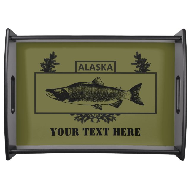 Subdued Alaska Combat Fisherman Badge Serving Tray (Front)