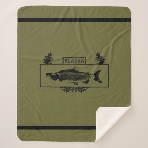 Subdued Alaska Combat Fisherman Badge Sherpa Blanket