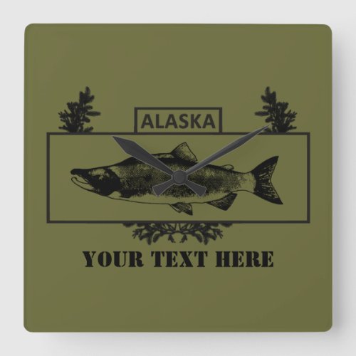 Subdued Alaska Combat Fisherman Badge Square Wall Clock