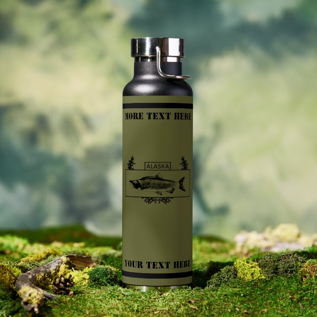 Subdued Alaska Combat Fisherman Badge Water Bottle (Outdoor (Rotated))