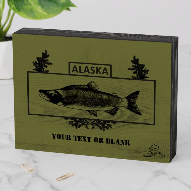 Subdued Alaska Combat Fisherman Badge Wooden Box Sign (In Situ Horizontal)