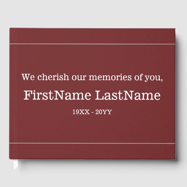 Subdued and Minimalist Funeral Guestbook (Front)