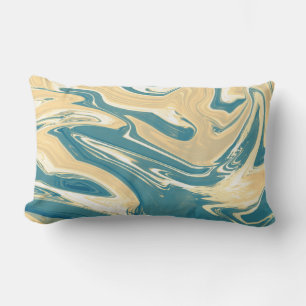 Subdued color. Blue and Orange Lumbar Pillow