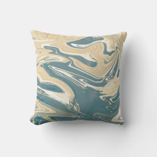 Subdued color Blue and Orange Outdoor Pillow