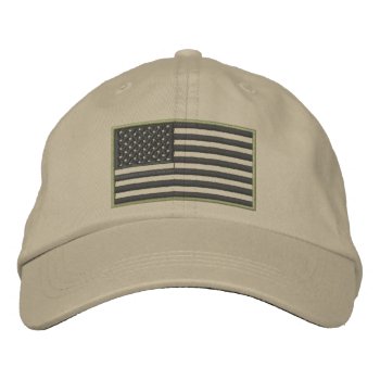 Subdued Colors U.s. Flag Embroidered Hat by s_and_c at Zazzle