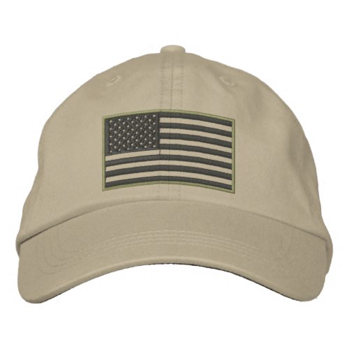 Subdued Colors US Flag Embroidered Hat