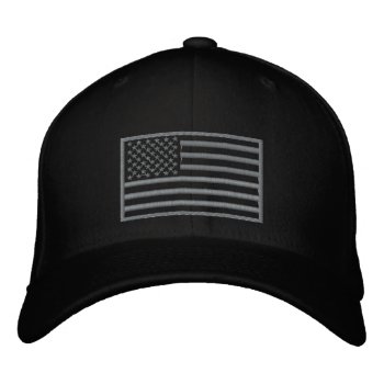 Subdued Colors U.s. Flag Embroidered Hat (black) by s_and_c at Zazzle
