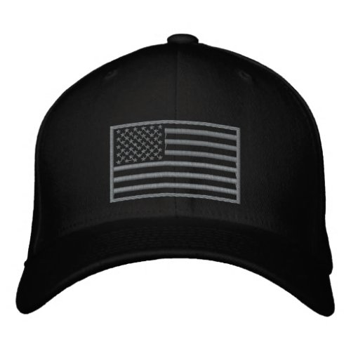Subdued Colors US Flag Embroidered Hat Black