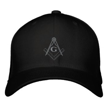 Subdued Embroidered Square And Compass Ballcap Embroidered Baseball Hat by MasonicApparel at Zazzle
