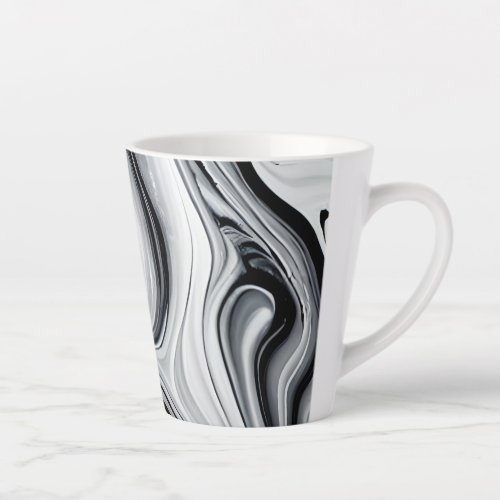 Subdued Ink Swirls Marble _ Timeless Elegance Latte Mug