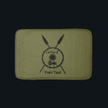 Subdued Maccabee Shield And Spears Bathroom Mat<br><div class="desc">A black military "subdued" style depiction of a Maccabee's shield and two spears. The shield is adorned by a lion and text reading "Yisrael" (Israel) in the Paleo-Hebrew alphabet. Add your own text. The Maccabees were Jewish rebels who freed Judea from the yoke of the Seleucid Empire. Chanukkah is not...</div>