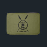 Subdued Maccabee Shield And Spears Bathroom Mat<br><div class="desc">A black military "subdued" style depiction of a Maccabee's shield and two spears. The shield is adorned by a lion and text reading "Yisrael" (Israel) in the Paleo-Hebrew alphabet. Add your own text. The Maccabees were Jewish rebels who freed Judea from the yoke of the Seleucid Empire. Chanukkah is not...</div>
