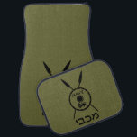 Subdued Maccabee Shield And Spears Car Mat<br><div class="desc">A black military "subdued" style depiction of a Maccabee's shield and two spears. The shield is adorned by a lion and text reading "Yisrael" (Israel) in the Paleo-Hebrew alphabet. Hebrew text reading "Maccabee" also appears. The Maccabees were Jewish rebels who freed Judea from the yoke of the Seleucid Empire. Chanukkah...</div>