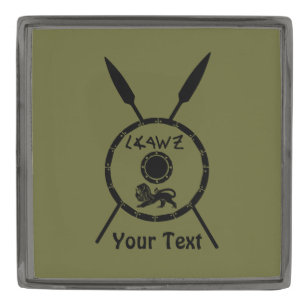 Subdued Maccabee Shield And Spears Gunmetal Finish Lapel Pin