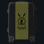 Subdued Maccabee Shield And Spears Luggage<br><div class="desc">A black military "subdued" style depiction of a Maccabee's shield and two spears. The shield is adorned by a lion and text reading "Yisrael" (Israel) in the Paleo-Hebrew alphabet. Hebrew text reading "Maccabee" also appears. The Maccabees were Jewish rebels who freed Judea from the yoke of the Seleucid Empire. Chanukkah...</div>