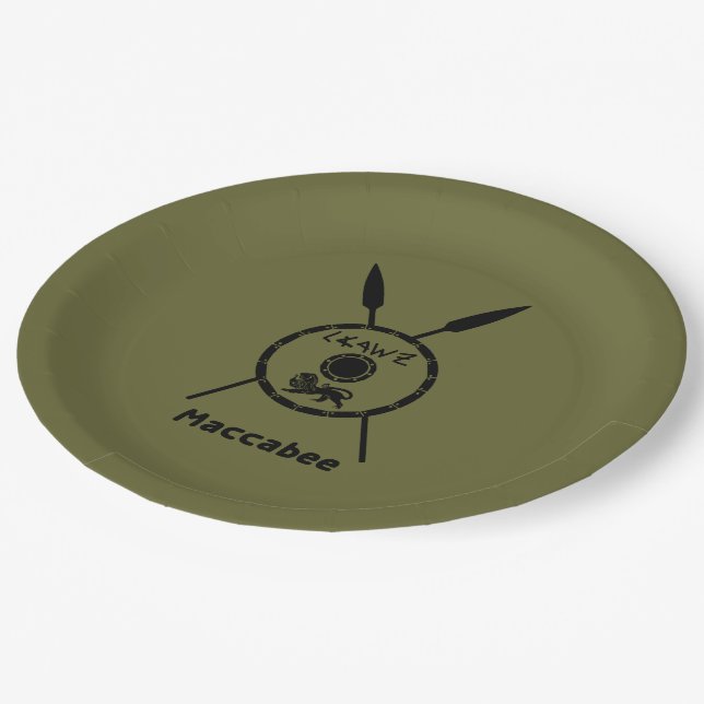 Subdued Maccabee Shield And Spears Paper Plates (Angled)
