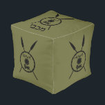 Subdued Maccabee Shield And Spears Pouf<br><div class="desc">A black military "subdued" style depiction of a Maccabee's shield and two spears. The shield is adorned by a lion and text reading "Yisrael" (Israel) in the Paleo-Hebrew alphabet. Hebrew text reading "Maccabee" also appears. The Maccabees were Jewish rebels who freed Judea from the yoke of the Seleucid Empire. Chanukkah...</div>