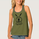 Subdued Maccabee Shield And Spears Tank Top<br><div class="desc">A black military "subdued" style depiction of a Maccabee's shield and two spears. The shield is adorned by a lion and text reading "Yisrael" (Israel) in the Paleo-Hebrew alphabet. Hebrew text reading "Maccabee" also appears. You may change the background color. The Maccabees were Jewish rebels who freed Judea from the...</div>