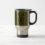 Subdued Maccabee Shield And Spears Travel Mug<br><div class="desc">A black military "subdued" style depiction of a Maccabee's shield and two spears. The shield is adorned by a lion and text reading "Yisrael" (Israel) in the Paleo-Hebrew alphabet. Hebrew text reading "Maccabee" also appears. Add your own additional text. The Maccabees were Jewish rebels who freed Judea from the yoke...</div>