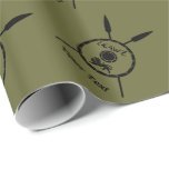 Subdued Maccabee Shield And Spears Wrapping Paper<br><div class="desc">A black military "subdued" style depiction of a Maccabee's shield and two spears. The shield is adorned by a lion and text reading "Yisrael" (Israel) in the Paleo-Hebrew alphabet. Add your own text. The Maccabees were Jewish rebels who freed Judea from the yoke of the Seleucid Empire. Chanukkah is not...</div>