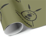 Subdued Maccabee Shield And Spears Wrapping Paper<br><div class="desc">A black military "subdued" style depiction of a Maccabee's shield and two spears. The shield is adorned by a lion and text reading "Yisrael" (Israel) in the Paleo-Hebrew alphabet. English text reading "Maccabee" also appears. The Maccabees were Jewish rebels who freed Judea from the yoke of the Seleucid Empire. Chanukkah...</div>