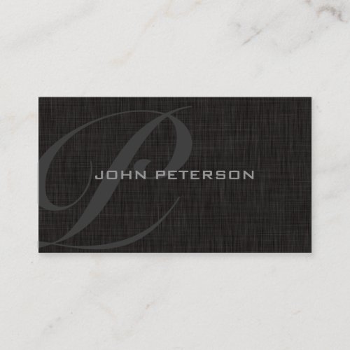 Subdued Monogram BLACK Linen texture_ Business Card