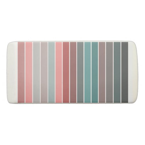 Subdued Pink Teal Grey Stripes Eraser