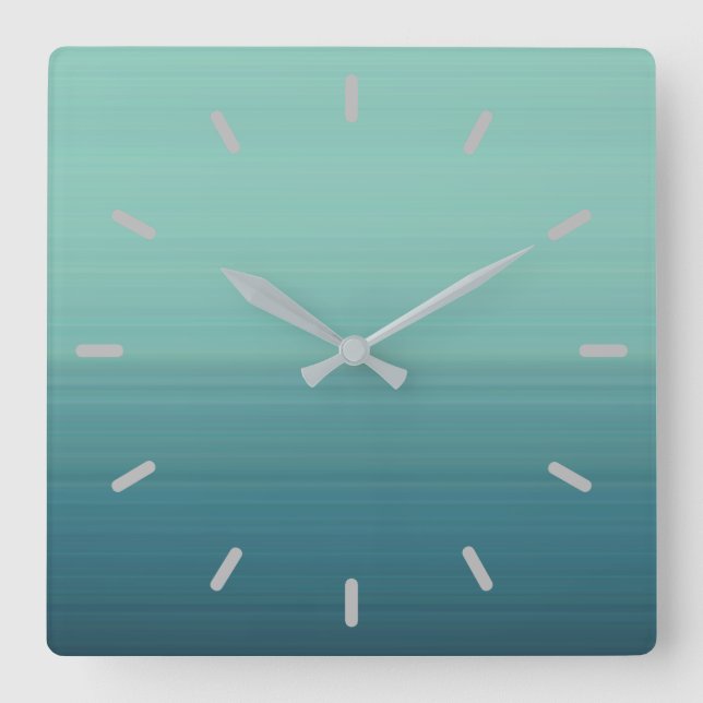 Subdued Teal Color Shade Square Wall Clock (Front)
