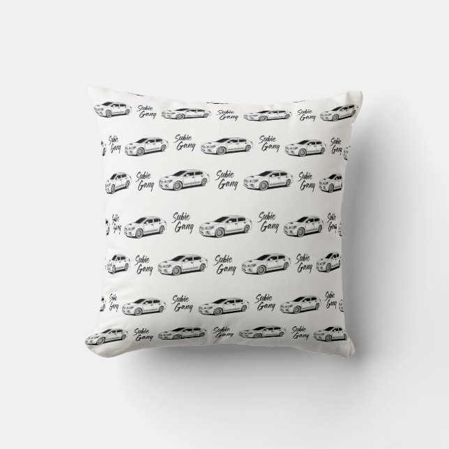Subie gang wrx black print throw pillow (Front)