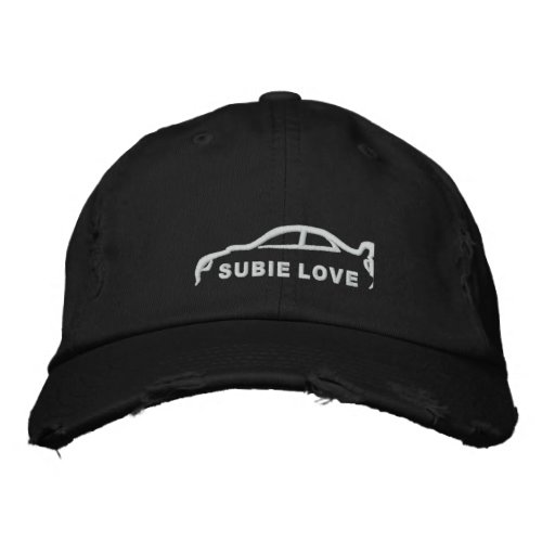 Subie Love White Silhouette Embroidered Baseball Hat