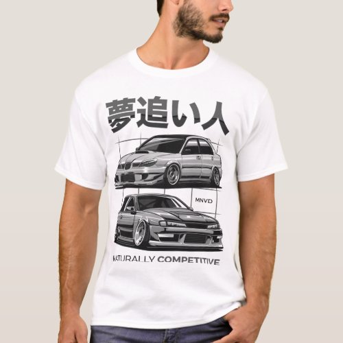 Subie vs Silvia Automotive Car Illustration T_Shirt