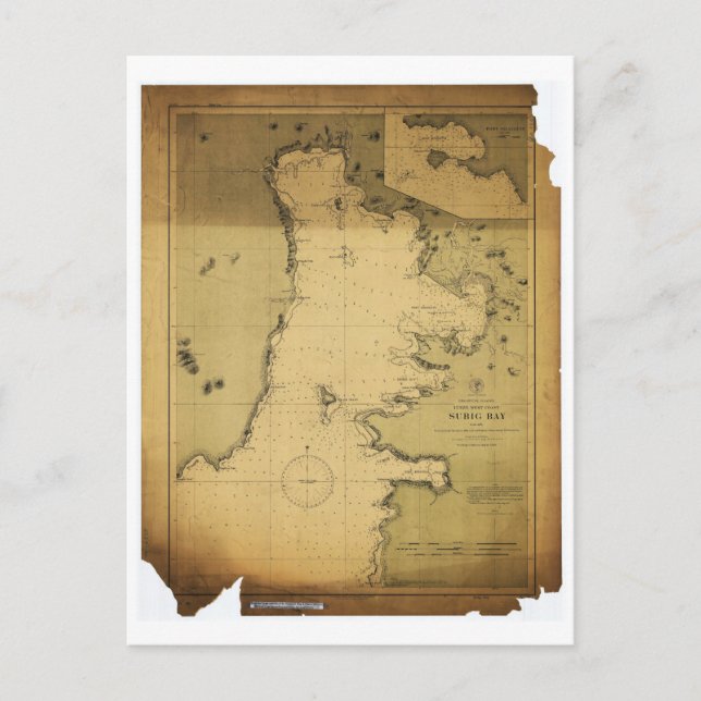 Subig (Subic) Bay Luzon Philippines 1902 Map Postcard (Front)