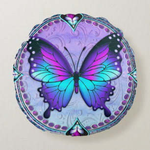 Sublimation Butterfly with Background Round Pillow