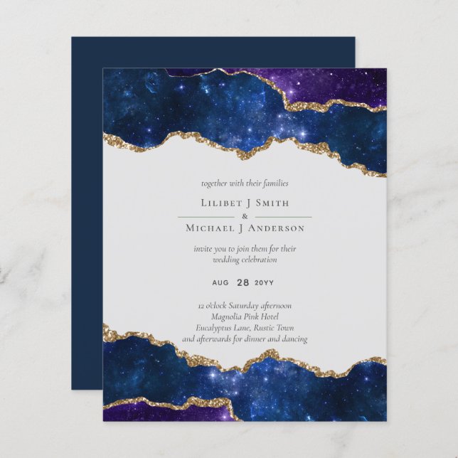 Sublime Agate Blue Gold WEDDING SUITE (Front/Back)
