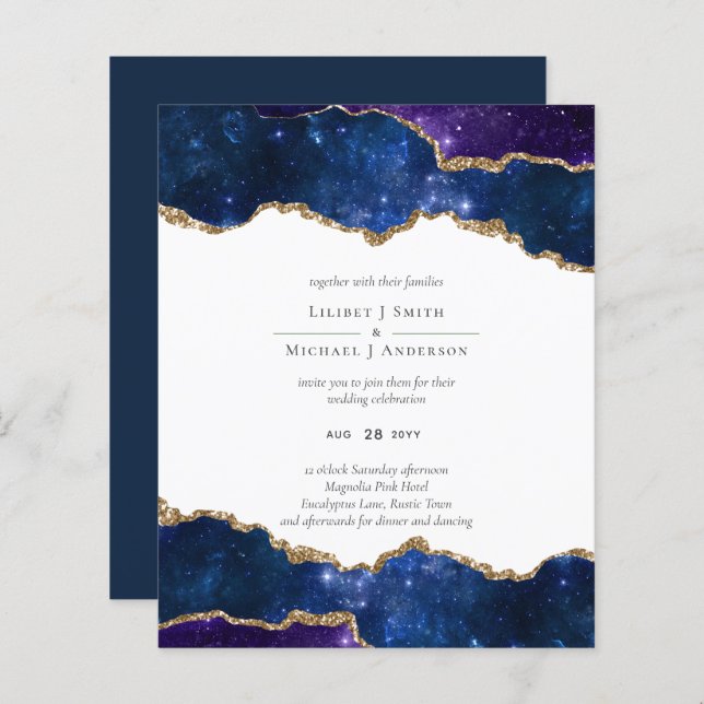 Sublime Agate Blue Gold WEDDING SUITE (Front/Back)
