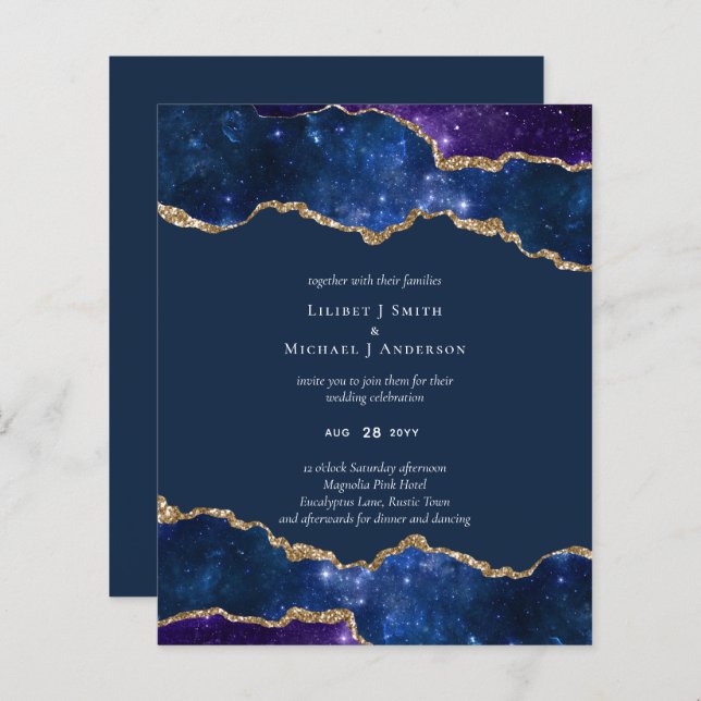 Sublime Agate Blue Gold WEDDING SUITE (Front/Back)