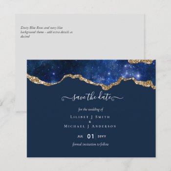Sublime Agate Blue Gold WEDDING SUITE Postcard