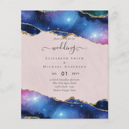 Sublime AGATE Purple Gold Glitter Wedding BUDGET Flyer