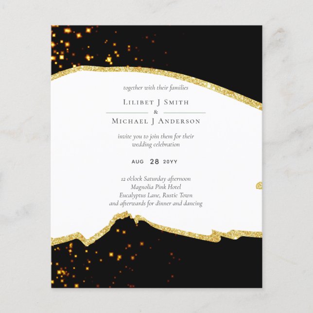 Sublime Black Gold Glitter Wedding Flyer (Front)