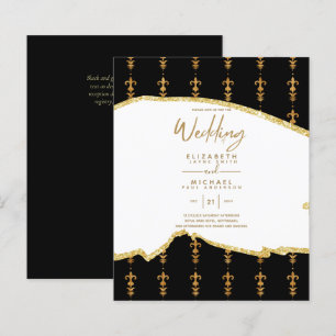 Sublime BLack GOLD White Wedding Invitations