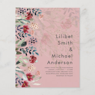 Sublime Burgundy Blue Wildflowers Wedding Elegant Flyer