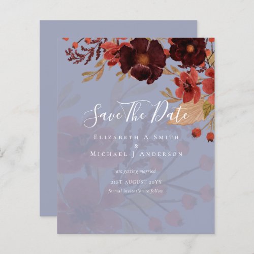 Sublime Burgundy Floral Wedding SAVE DATES Budget